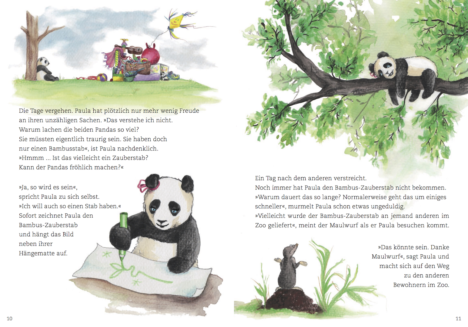 Paula Panda - Der Bambus-Zauberstab - Seite 10 & 11 - ©PaulaPanda.org